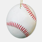 Witte honkbal met rood getikt keramisch ornament (Links)