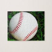 Witte honkbal met rood getikt legpuzzel (Horizontaal)