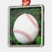 Witte honkbal met rood getikt metalen ornament (Links)