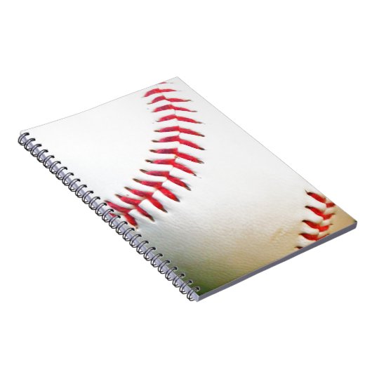 Witte honkbal met rood getikt notitieboek (Rechterzijde)