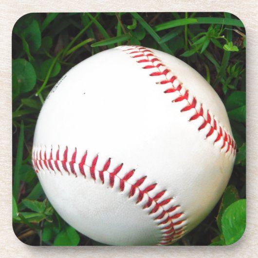 Witte honkbal met rood getikt onderzetter (Voorkant)