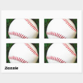 Witte honkbal met rood getikt rechthoekige sticker (Vel)