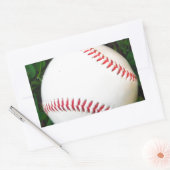 Witte honkbal met rood getikt rechthoekige sticker (Envelop)