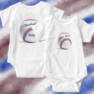 Witte honkbal met rood getikt romper