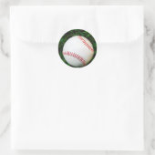 Witte honkbal met rood getikt ronde sticker (Tas)
