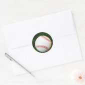 Witte honkbal met rood getikt ronde sticker (Envelop)