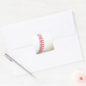 Witte honkbal met rood getikt vierkante sticker (Envelop)