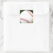 Witte honkbal met rood getikt vierkante sticker (Tas)