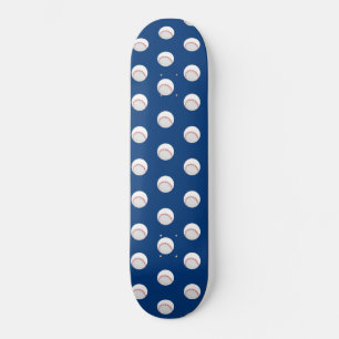 Witte honkbalspelers bal rode stiksels persoonlijk skateboard