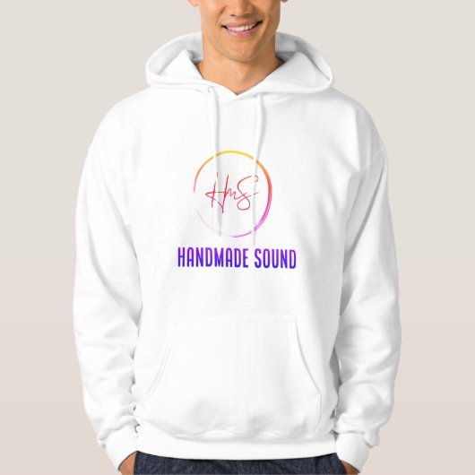 Witte hoodie - HmS - Handgemaakt Geluid (Voorkant)