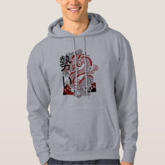 Witte Hoodie met Red Dragon Graphic Design