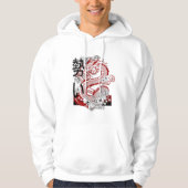 Witte Hoodie met Red Dragon Graphic Design (Voorkant)