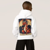 Witte hoodie voor kinderen met Dragon Design (Achterkant volledig)