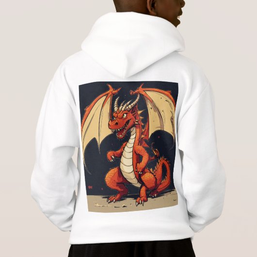 Witte hoodie voor kinderen met Dragon Design (Achterkant)