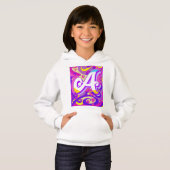 Witte hoodie voor meisjes met letter A ontwerp (Voorkant volledig)