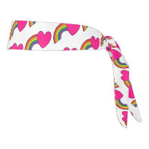 Witte hoofdband met roze harten en regenbogen