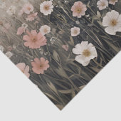 Witte Hoogland Koe Roze Wildflowers Schilderij Tissuepapier (Detail)