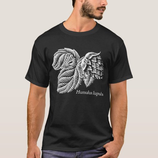 witte hop Humulus Lupulus Ink Art T-shirt (Voorkant)