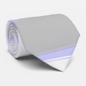 Witte horizontaal-Gestreept Zilver en Maagdenpalm Stropdas (Opgerold)