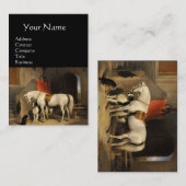 WITTE HORSE MET HONDEN EN DALCONS IN STABLE Green Visitekaartje (Voorkant / Achterkant)