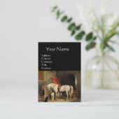 WITTE HORSE MET HONDEN EN DALCONS IN STABLE Green Visitekaartje (Staand voorkant)