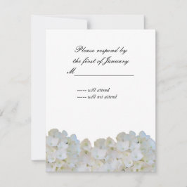 Witte Hortensia Antwoordkaart RSVP Kaartje