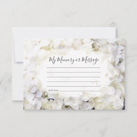 Witte Hortensia Aquarel Herinnering Dodenherdenkin Notitiekaartje (Achterkant)