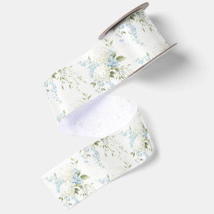 Witte Hortensia Blauwe Bloemrijke Bruidsshower Satijnen Lint