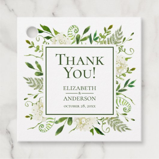 Witte Hortensia Bloemen Bruiloft Bedankt Bedankjes Labels (Voorkant)
