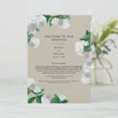 Witte Hortensia Bloemengroen Huwelijksprogramma Programmakaart (Staand voorkant)