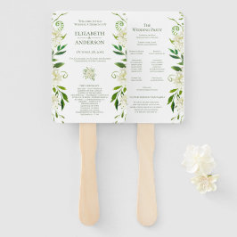 Witte Hortensia Bloemenschildering Bruiloftsprogra Handwaaier