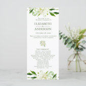 Witte Hortensia Bloemenschildering Bruiloftsprogra Programmakaart (Staand voorkant)