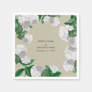 Witte Hortensia Bloemige Groene Moderne Trouw Servet