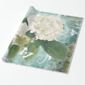 Witte hortensia cadeaupapier (Uitgerold)