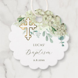 Witte hortensia doop gunst Tags Bedankjes Labels