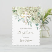 Witte hortensia doop kaart (Staand voorkant)