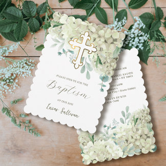 Witte hortensia doop kaart