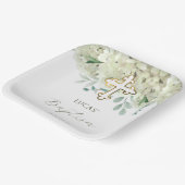 Witte hortensia doop papieren bordje (Gebogen)