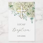 Witte hortensia doop wijn etiket (Enkel label)