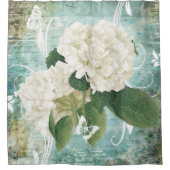 witte hortensia douchegordijn (Voorkant)