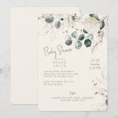 Witte hortensia eucalyptus crème Baby shower Kaart (Voorkant / Achterkant)