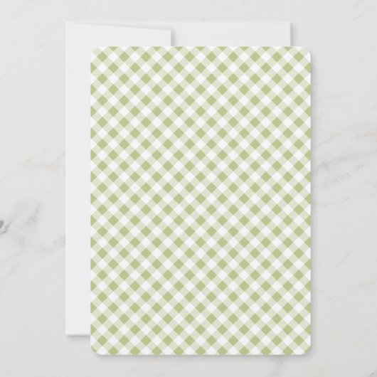 Witte Hortensia Grandmillennial Wedding Gingham Kaart (Achterkant)