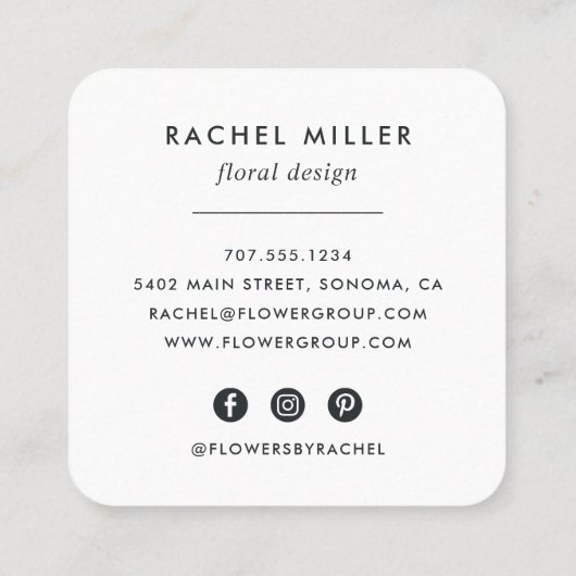 Witte hortensia krans vierkante visitekaartje (Achterkant)