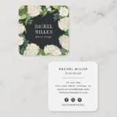 Witte hortensia krans vierkante visitekaartje (Voorkant / Achterkant)