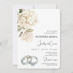 Witte Hortensia met ring Spaanse bruiloft Kaart