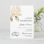 Witte Hortensia met ring Spaanse bruiloft Kaart (Staand voorkant)