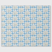Witte hortensia op Blue Gingham Cadeaupapier (Vlak)
