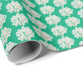 Witte hortensia op groen cadeaupapier (Rol Hoek)