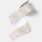 Witte hortensia op pastel roze satijnen lint (Achterkant)