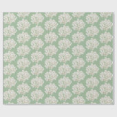 Witte hortensia op salie groen cadeaupapier (Vlak)